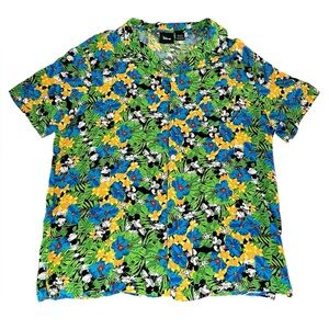 Disney Mickey Mouse Allover Floral Button Down Shirt